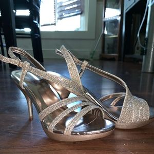 Silver Slipper Gold Glitter Heels!!!!